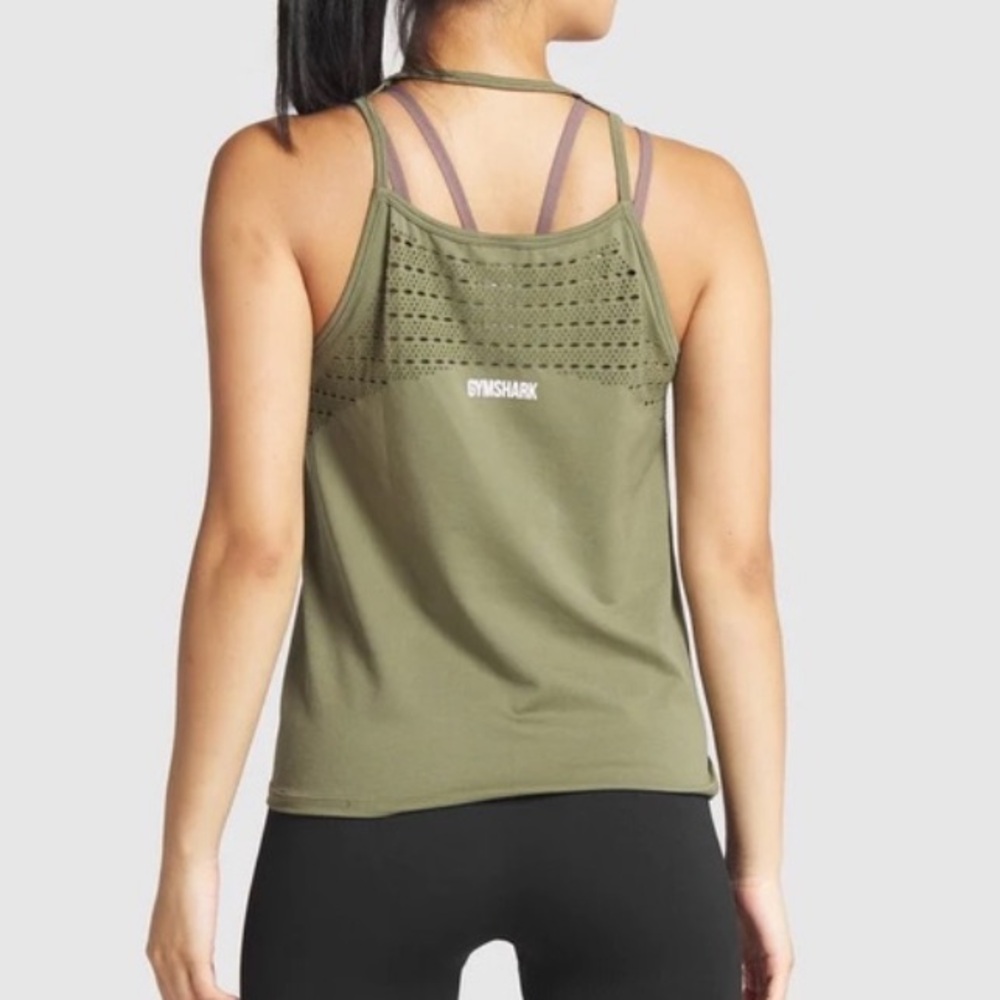 Gymshark Energy+ Seamless Loose Vest Top in Dark Green (Olive/Khaki) - Picture 5 of 5